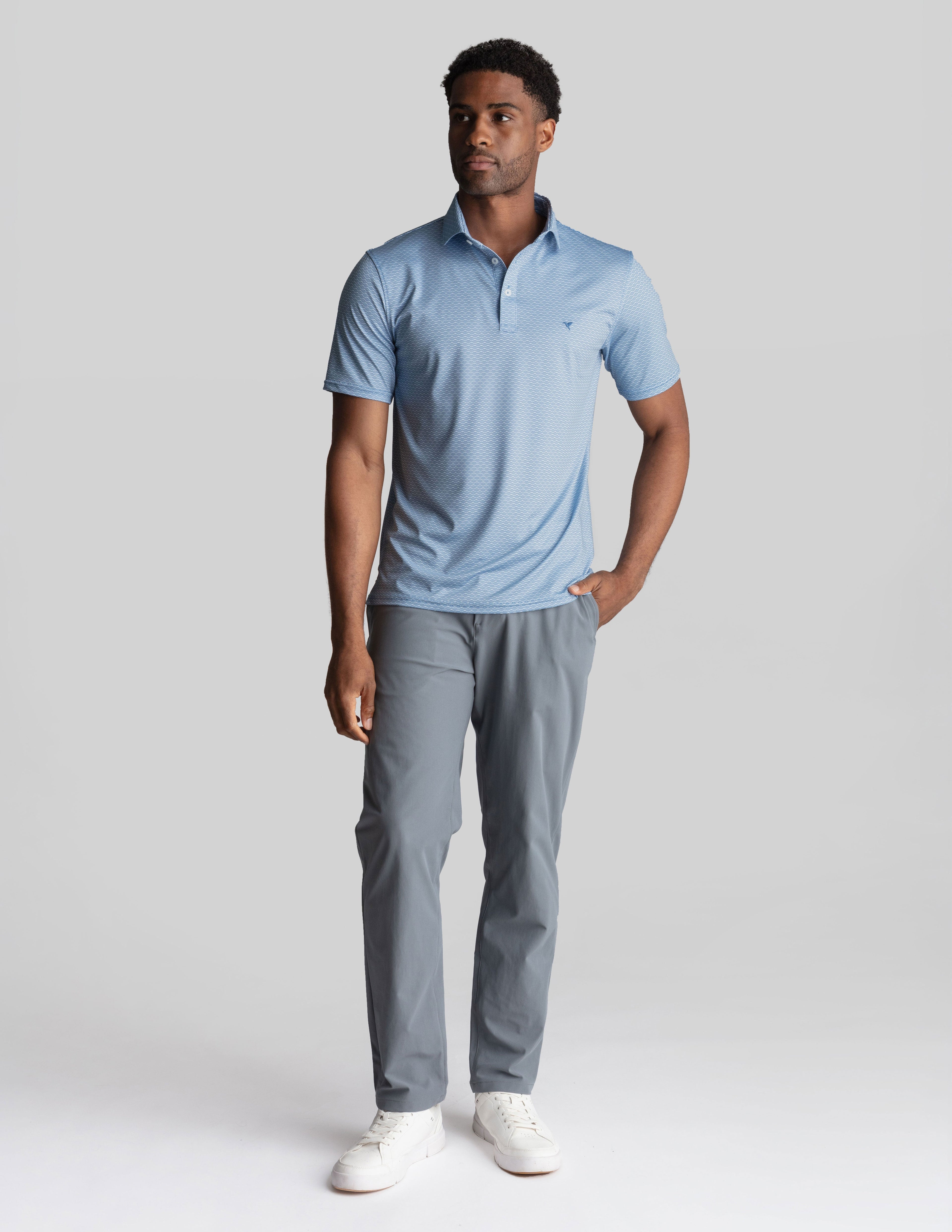 NoFlop Golf Polo - Blue Wave (The Cart Barn Celebrity)