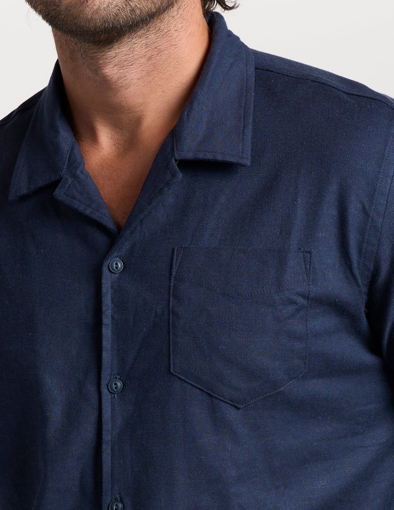 Tech Linen Camp Collar - Navy (The Dockside)