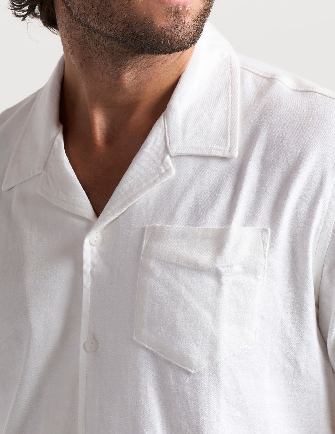 Tech Linen Camp Collar - White (The Slow Burn)